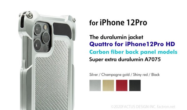 Photo1: Quattro for iPhone12Pro HD - Carbon fiber back panel models (1)